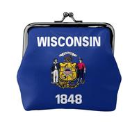 Wisconsin State Flag Coin Purses, Change Purse Wallets, For Festivals And Special Occasions, Black, One Size, Art Deco