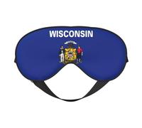 Wisconsin State Flag Comfortable Sleeping Aid Soft Eye Mask Adjustable Blackout Cover Reversible Night Rest