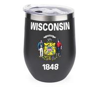 Wisconsin State Flag Custom Insulated Cups & Mugs 12 Oz Double-Wall Travel Coffee Mug with Lids Drinks Tumbler
