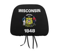 Wisconsin State Flag Funny Car Headrest Covers Universal Stretch Fit Auto Head Rest Accessories Protection