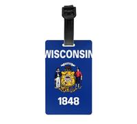 Wisconsin State Flag Luggage Tag PVC Anti-Loss Bag Tag with Compact Light Durable Identification Sign