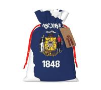 Wisconsin State Flag Map Print Drawstring Bags,Snack Bags,Storage Bags For Gift Wrapping,Party Decorations