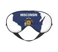 Wisconsin State Flag Map Print Sleep Mask Silk-Like Eye Mask Sleeping Eye Mask for Women Men for Travel Sleep Relaxation