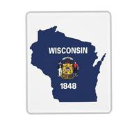 Wisconsin State Flag Map Print Small Desk Pad,Rubber Base with Precision Stitched Edges,Perfect for Office,Gaming