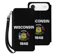 Wisconsin State Flag Mobile Phone Front Flip Cases Compatible with iPhone 17/17 Air/17 Pro/17 Pro Max Anti-Scratch Covers