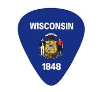 Wisconsin State Flag Patterned Guitar Picks, 12-Piece Set, Suitable for Bass and Electric Guitar Playing, Ideal for Beginners