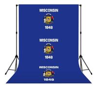 Wisconsin State Flag Print 5x7ft Backdrop Curtain With Hanging Pocket Back Drop Photography Accessories For Live Streaming