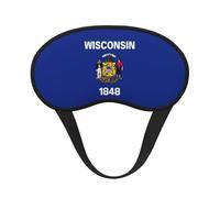 Wisconsin State Flag Print Black Out Eye Mask for Sleeping Airplane, Sleep Mask Polyester for Home and Travel