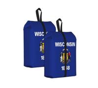 Wisconsin State Flag Print Trainer Bag Portable Boot Bag with Zipper Closure Storage Pouch for Travel Home-2pcs