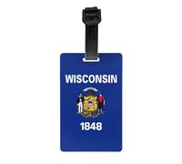 Wisconsin State Flag Print Waterproof Luggage Tags Suitcases Identification Labels Business Family Vacations