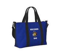 Wisconsin State Flag Print Women Men Travel Hand Bag Lightweight for Carry On Weekend Trip Gym Tote Bags