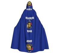 Wisconsin State Flag Printed Hooded Cloak Robe Cloak Witch Vampires Grim Reaper Devil For Boy Girl Cosplay Costume