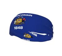 Wisconsin State Flag Printed Sweat-Wicking Sports Headband for Men and Women, Perfect for Running, Basketball, Yoga, and Hiking.