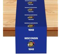 Wisconsin State Flag Printed Table Runner 13x72in - Durable Table Cloth for Kitchen Dining, Wedding & Holiday Table Decor