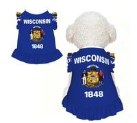 Wisconsin State Flag Ruffle Dog Dress Frilly Sleeveless Breathable Summer Party for Small Dogs Cats M