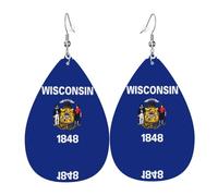 Wisconsin State Flag Teardrop-shaped leather earrings are a luxurious and fashionable accessory suitable for women, showcasing individual charm.