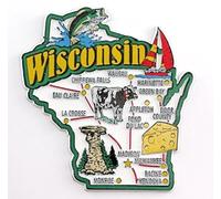 Wisconsin State Map and Landmarks Collage Fridge Souvenir Collectible Magnet FMC