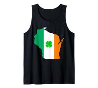 Wisconsin State Map Irish Flag St Patrick's Day Tank Top