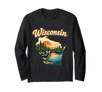 Wisconsin State Pride Sunset Deer Lake Landscape Long Sleeve T-Shirt