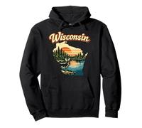 Wisconsin State Pride Sunset Deer Lake Landscape Pullover Hoodie