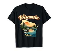 Wisconsin State Pride Sunset Deer Lake Landscape T-Shirt