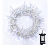 WISD Christmas Fairy Lights - 100 LED 12.8M Xmas Tree Lights with Timer and Memory - Indoor Outdoor String Lights Mains Powered for Garden Bedroom Party Decoration (Cool White)