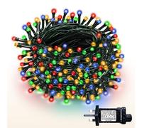 WISD Christmas Tree Lights - 100 LED 12.8M Dimmable Xmas Fairy Light on Green Cable with 12 Modes, Timer and Memory - Plug in String Light for Indoor Outdoor Garden Bedroom Party Decor (Multicoloured)