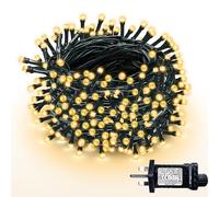 WISD Christmas Tree Lights - 100 LED 12.8M with UK Plug, Dimmable, Timer & Memory, 12 Modes, IP44, Green Cable, Fairy String Lights Style for Indoor Outdoor Home Decoration (Warm White)
