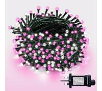 WISD Christmas Tree Lights - 600 LED 33M Dimmable Xmas Fairy Lights on Green Cable with 12 Modes, Timer and Memory - Plug in String Light for Indoor Outdoor Garden Bedroom Party Decor (Pink + White)