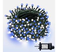 WISD Christmas Tree Lights - 600 LED 33M Dimmable Xmas Fairy Lights on Green Cable with 12 Modes, Timer and Memory - Plug in String Light for Indoor Outdoor Garden Bedroom Party Decor (Blue + White)