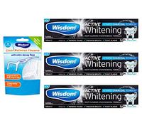 Wisdom Active Whitening Activated Charcoal Toothpaste Pack of 3 with Flosser