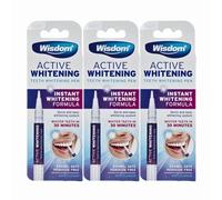 Wisdom Active Whitening Pen 2ml x 3 - Mint Flavour Teeth Whitener, Visible Results in 30 Minutes, Easy On-The-Go Application with Welari Thank You Card | (3 Pack)