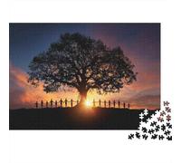 Wisdom Ancient Tree,Puzzles Sunset Unity And Cooperation Gemusterte Nachhaltige Puzzles Für Erwachsene Hochwertige Holzspielpuzzles 1000pcs (75x50cm)