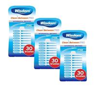 Wisdom Clean Between Pro Interdental Brushes Fine Blue - 3 Packs of 30 (Total 90 Brushes) - Exclusive AG Total Health Bundle