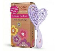 Wisdom Flower Detangler Brush - Heart-Shaped Detangling Brush for Curly, Wavy, Thick Hair - Lilac Veil Hairbrush for Women with Bowl-Curve, Flexible Bristles, Blow Dryer Safe, Regular