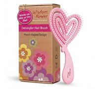 Wisdom Flower Detangler Brush - Heart-Shaped Detangling Brush for Curly, Wavy, Thick Hair - Sakura pink Hairbrush for Women with Bowl-Curve, Flexible Bristles, Blow Dryer Safe, Regular