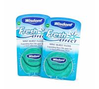 Wisdom Fresh Effect Dental Floss - Pack of 2 × 30m Mint Expanding Waxed Floss for Plaque Removal & Gum Health - Shred-Resistant Floss for Tight Spaces - Exclusive AG Total Health Bundle