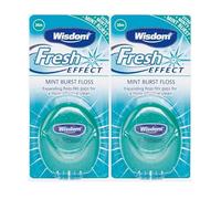 Wisdom Fresh Effect Dental Floss - Pack of 2 × 30m Mint-Flavoured Expanding Waxed Floss for Plaque Removal & Gum Health Shred-Resistant Floss for Tight Spaces
