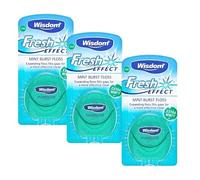 Wisdom Fresh Effect Dental Floss - Pack of 3 x 30m Mint Flavoured Expanding Waxed Floss - Exclusive AG Total Health Bundle