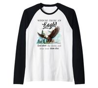 Wisdom from an Eagle Sky Freedom Bird Lover Inspirational Raglan Baseball Tee