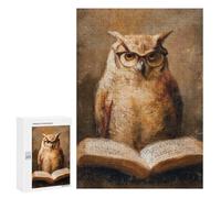 Wisdom in Glasses Owl Reading Puzzle 1000 Teile Schwer Puzzle Spielzeug Lernspiel Impossible Herausforderungsspielzeug Für Erwachsene Kinder 300 PCS