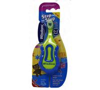 Wisdom Kids Step-by-Step Toothbrush for 0-2 Years - Gentle Cleaning, Ergonomic Handle, Extra Small Head - Perfect for First Teeth Care (Blue/Greenish)