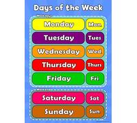 Wisdom Learning Days of The Week - Learn Childrens Wall Chart Educational Childs Poster Art Print WallChart
