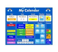 Wisdom Learning Kids Magnetic Calendar Board 40x32cm - Educational Chart with Strong Magnets, Customizable Pieces, Child-Safe for Home/School (My Calendar)