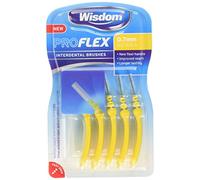 Wisdom Proflex Interdental Brushes, 0.70 mm, Yellow, Pack of 4, 20-Count