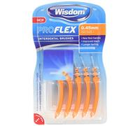 Wisdom Proflex Interdental Brushes, 0.45 mm, Orange, Pack of 4, 20-Count