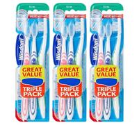 Wisdom Regular Plus Triple Pack Firm 3 Assorted Colour Toothbrushes Pack of 3 Clean Teeth Fresh Breath Rubber Tonge Cleaner Healthy Gums Plaque Removal with Welari Thank You Card | (3pack) (9brush)