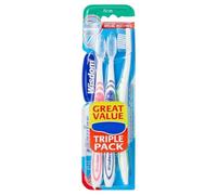 Wisdom Regular Plus Triple Pack Firm 3 Assorted Colour Toothbrushes X 1 Clean Teeth Fresh Breath Rubber Tonge Cleaner Healthy Gums Plaque Removal with Welari Thank You Card | (1pack)