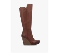 Wisdom Tan Leather Knee High Wedge Boot - Tan Leather / 39