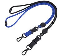 Wisdompro 2 Pack of 23 inch Durable Round Cord Adjustable Lanyard with Safety Breakaway Buckle, Detachable Buckle and Heavy Duty Metal Hook for ID Card Badge Holder and Keys - Black and Blue
